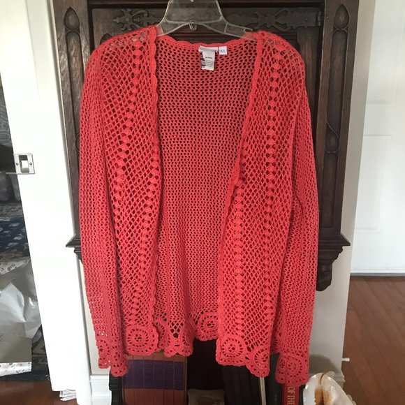 BFA CLASSICS: ORANGE OPEN FRONT CARDIGAN XLARGE - Picture 2 of 2
